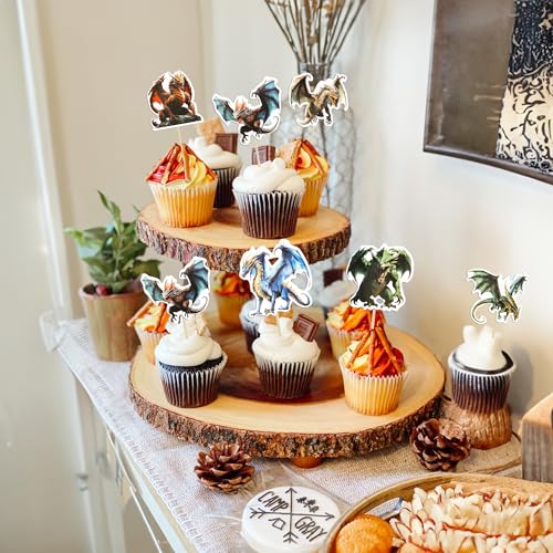 Gyufise 36Pcs Wild Dinosaur Cupcake Toppers Realistic Dinosaur Cupcake Pick Decorations for Dino Theme Baby Shower Birthday Party Cake Decor Supplies