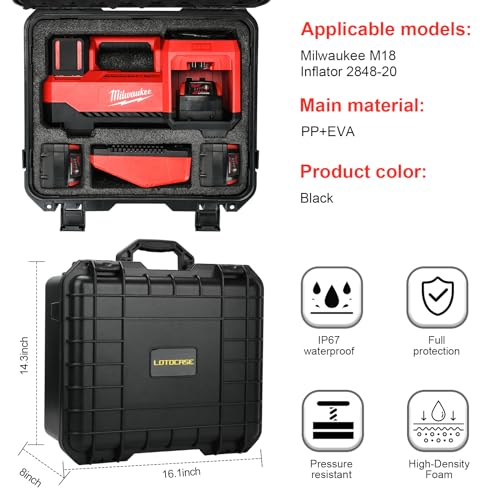 Waterproof Hard Case for Milwaukee M18 Inflator