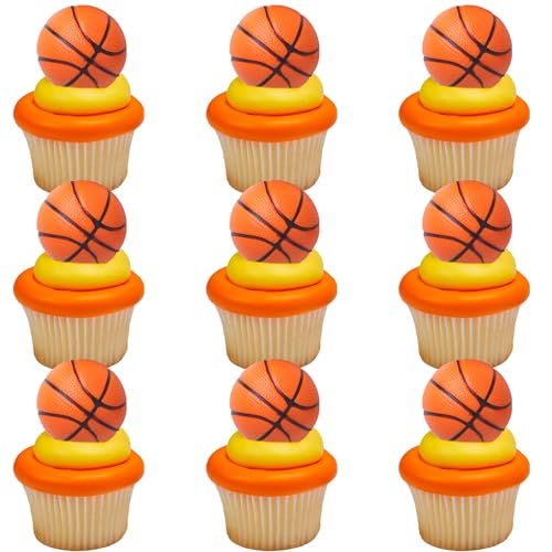 10 PCS Basketball Cupcake Toppers 3D Basketball Cupcake Topper Decorations for Sports Theme Baby Shower Kids Birthday Party Cake Decorations Supplies