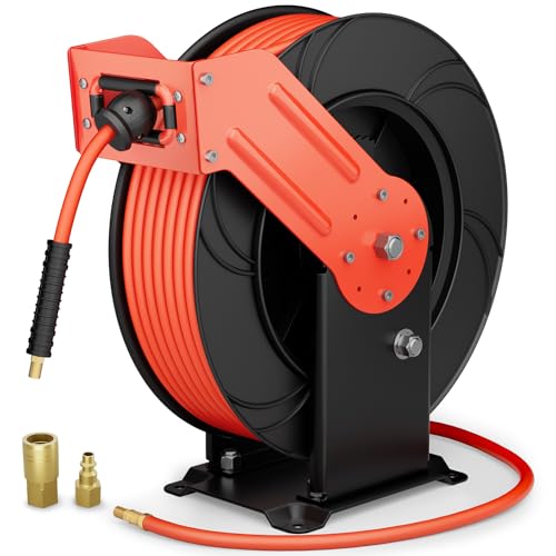 Heavy Duty Industrial Air Hose Reel, 3/8" x 65 ft
