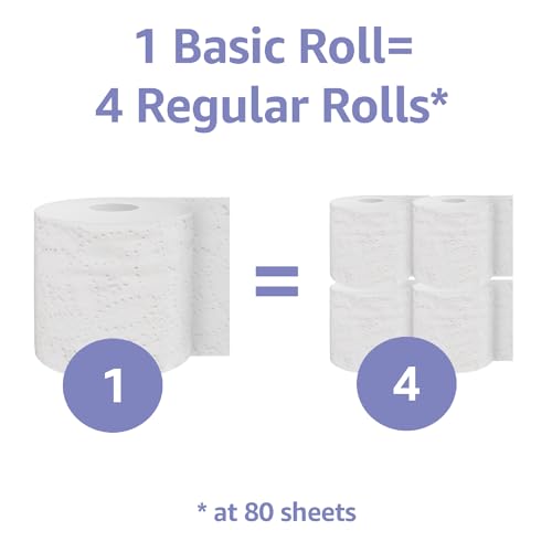Amazon Basics 2-Ply Toilet Paper 6 Rolls = 24 Regular Rolls, Unscented, 350 Sheets, (1 Pack of 6)