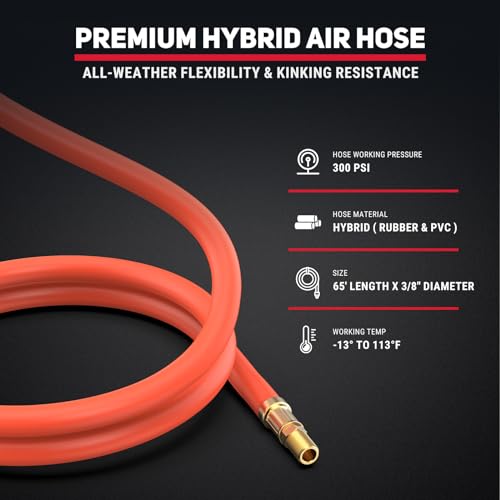 Heavy Duty Industrial Air Hose Reel, 3/8" x 65 ft