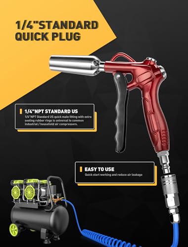 Powerful High Volume Air Blow Gun with Retro Red Nozzle