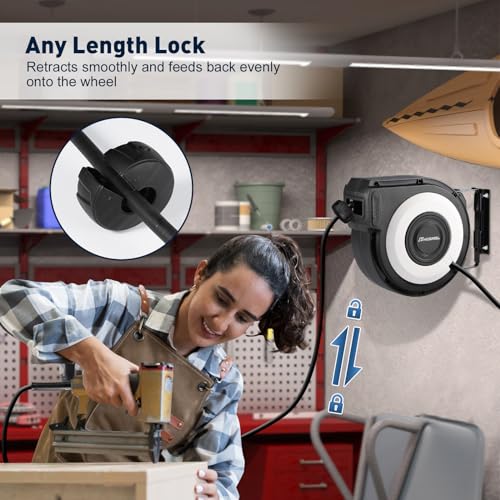 Enclosed Retractable Air Hose Reel with 50ft Hose