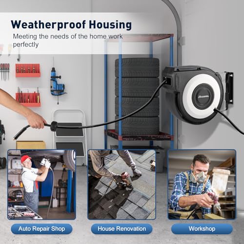 Enclosed Retractable Air Hose Reel with 50ft Hose