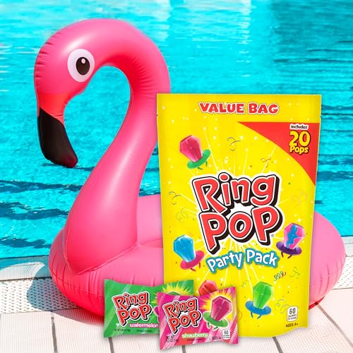 Ring Pop Bulk Candy Lollipop Variety Party Pack -20 Count Lollipops w/ Assorted Flavors - Fun Candy For Birthdays, Party Favors, Pool Parties, 4th of July & Summer Fun - Summer Treats Loved by Kids