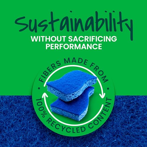 Scotch-Brite Zero Scratch Scrub Sponges, 6 Kitchen Sponges for Washing Dishes and Cleaning the Kitchen and Bath, Non-Scratch Sponge Safe for Non-Stick Cookware