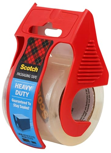 Scotch Heavy Duty Shipping Packaging Tape, 1.88"x 27.7 yd, Great for Packing, Shipping & Moving, Clear, 1 Dispensered Roll (142L)