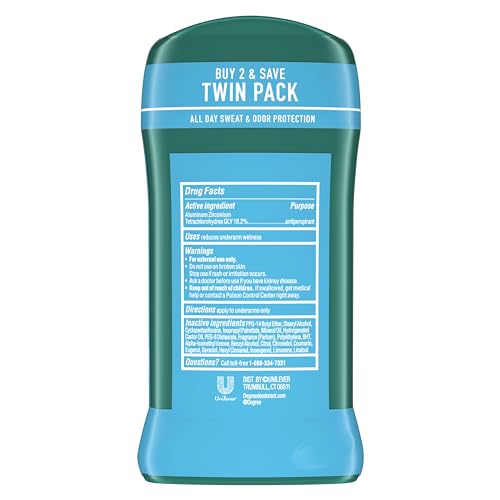 Degree Men Original Antiperspirant Deodorant Cool Rush Twin Pack 48-Hour Sweat & Odor Protection Antiperspirant For Men 2.7 oz