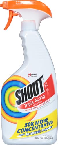 Shout Active Enzyme Laundry Stain Remover Spray, Triple-Acting Formula Clings, Penetrates, and Lifts 100+ Types of Everyday Stains - Prewash Spray 22oz