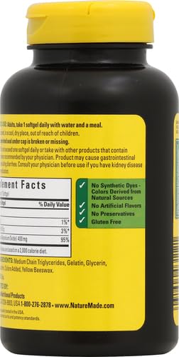 Nature Made Extra Strength Magnesium Oxide 400 mg, Magnesium Supplement for Muscle, Nerve, Bone and Heart Support, 110 Softgels, 110 Day Supply
