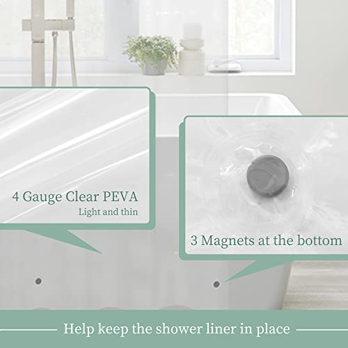 Mrs Awesome Clear Shower Curtain Liner with 3 Magnets, 72x72 Premium Flexible Sturdy Plastic Shower Curtain for Bathroom, 4G PEVA Lightweight & Waterproof, Clear