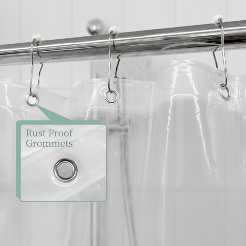 Mrs Awesome Clear Shower Curtain Liner with 3 Magnets, 72x72 Premium Flexible Sturdy Plastic Shower Curtain for Bathroom, 4G PEVA Lightweight & Waterproof, Clear