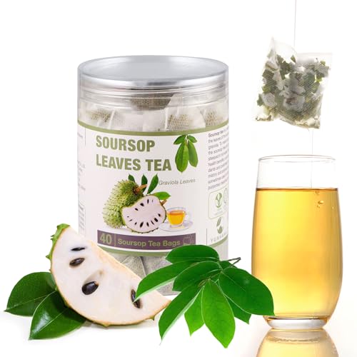 40 Natural Soursop Tea Bags, Soursop Leaves Tea, Organic Dried Soursop Graviola Leaves Tea, te de Guanabana Tea, Pure Sour sop Tea Leaves