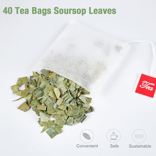 40 Natural Soursop Tea Bags, Soursop Leaves Tea, Organic Dried Soursop Graviola Leaves Tea, te de Guanabana Tea, Pure Sour sop Tea Leaves