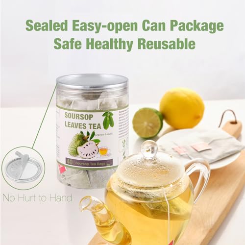 40 Natural Soursop Tea Bags, Soursop Leaves Tea, Organic Dried Soursop Graviola Leaves Tea, te de Guanabana Tea, Pure Sour sop Tea Leaves
