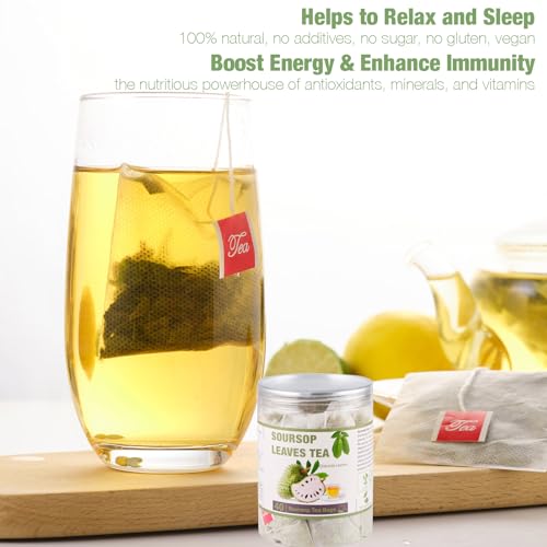 40 Natural Soursop Tea Bags, Soursop Leaves Tea, Organic Dried Soursop Graviola Leaves Tea, te de Guanabana Tea, Pure Sour sop Tea Leaves