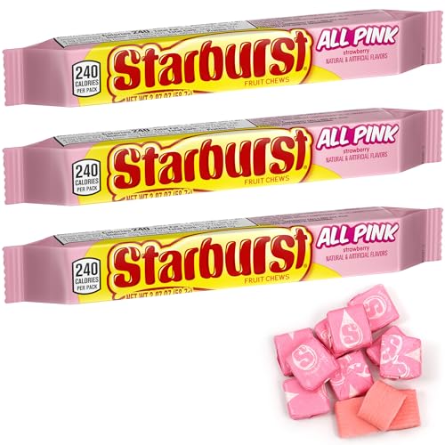 All Pink Fruit Chews Candy, 2.07 Ounce Packs (Pack of 3), Pink Candy Individually Wrapped
