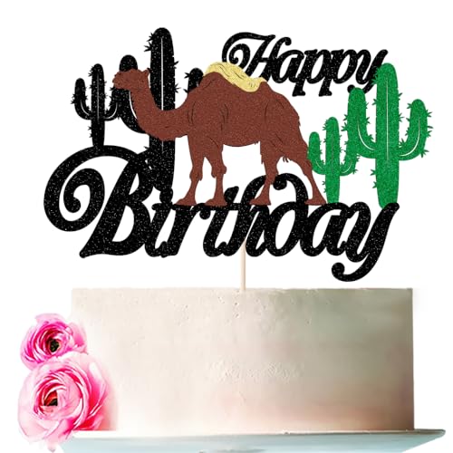 Bejotaa Llama Happy Birthday Cake topper Mexican Fiesta Alpaca Cactus Theme Cake Decoration，Fiesta Cinco De Mayo Party Supplies Birthday Baby Shower Party Decorations Supplies