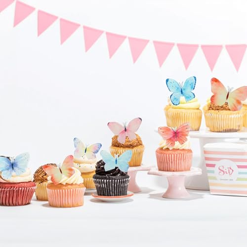 Gyufise 56Pcs Butterfly Edible Cupcake Toppers Cake Decoration Edible Butterfly Cake Decorations for Butterfly Theme Baby Shower Kids Birthday Party Cake Supplies Multi