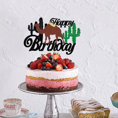Bejotaa Llama Happy Birthday Cake topper Mexican Fiesta Alpaca Cactus Theme Cake Decoration，Fiesta Cinco De Mayo Party Supplies Birthday Baby Shower Party Decorations Supplies