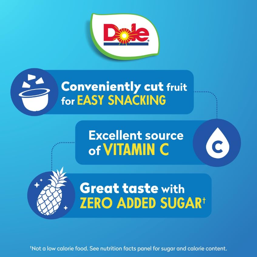 Dole Pineapple Tidbits with No Sugar Added^^ - Dole Fruit Bowls Snacks - 4 oz Fruit Bowls - 12 Pack