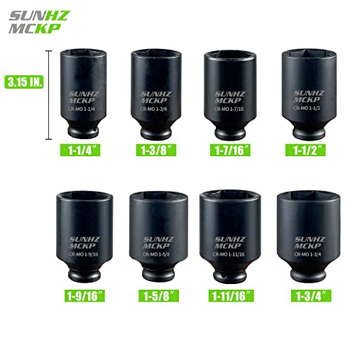 1/2" Deep 6-Point Impact Socket Set, 8-Piece SAE