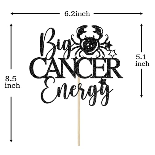 Big Cancer Energy Cake Topper, Cancer Birthday Cake Decor, Cancer Season Decorations, Zodiac Party Decor, Horoscope Birthday Party Decorations, Black Glitter