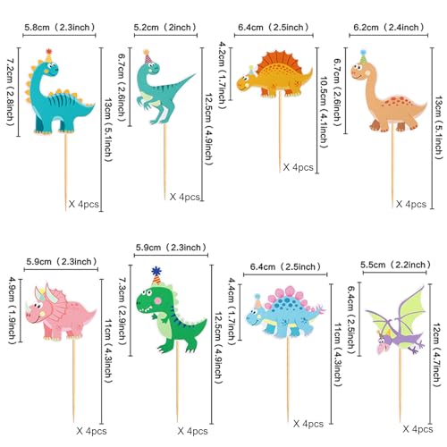 UXYOKM 32Pcs Dinosaur Cupcake Toppers Dino Cupcake Picks Cupcake Decorations for Baby Shower Kids Boys Birthday Party Decor Supplies