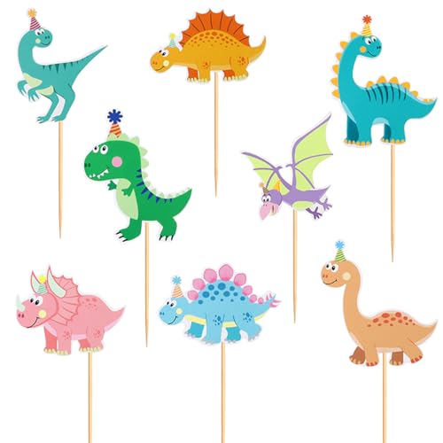UXYOKM 32Pcs Dinosaur Cupcake Toppers Dino Cupcake Picks Cupcake Decorations for Baby Shower Kids Boys Birthday Party Decor Supplies