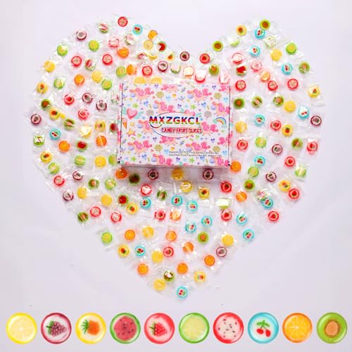 Fruit Slices Candy - Hard Candy Bulk Net 1 LB Bag (Approx. 150 pcs) of Individually Wrapped 10 Classic Tropical Fruit Flavors Assortment - Great for Candy Buffet - Office Candy - Treat Bags