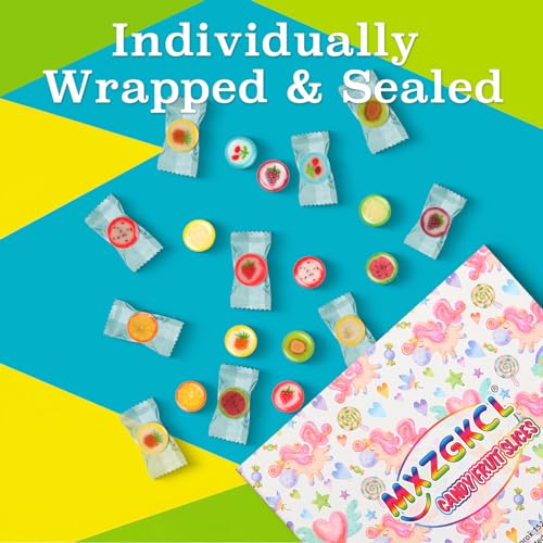 Fruit Slices Candy - Hard Candy Bulk Net 1 LB Bag (Approx. 150 pcs) of Individually Wrapped 10 Classic Tropical Fruit Flavors Assortment - Great for Candy Buffet - Office Candy - Treat Bags