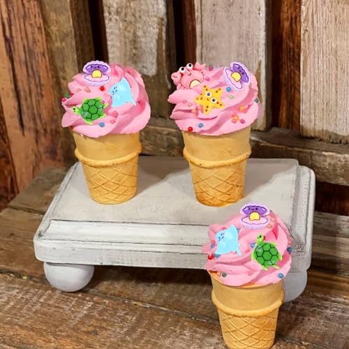 Ercadio 30Pcs Ocean Animal Cupcake Toppers Under the Sea Turtles Crab Starfish Clam Shell Cupcake Picks Seahorse Coral Cake Decorations for Under the Sea Theme Baby Shower Birthday Party Supplies