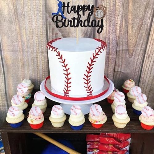 12 PCS Baseball Cupcake Toppers 3D Foam Mini Baseball Cupcake Topper Picks Baseball Cake Toppers for Sport Theme Baby Shower Kids Birthday Party Cake Decorations Supplies