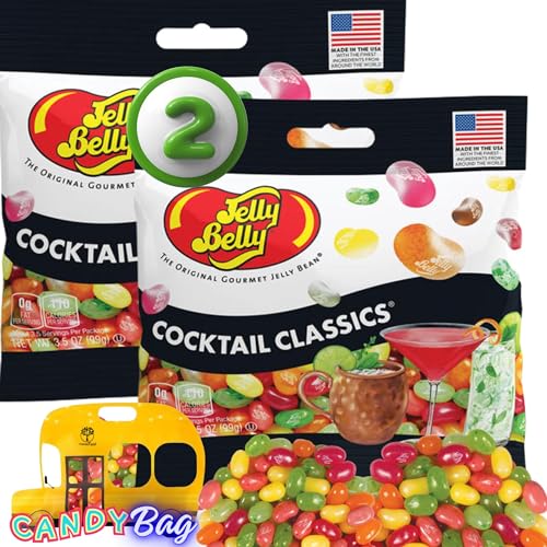 (2 PACK) Cocktail Classics Jelly Beans - 3.5oz each - Mix, Mingle, and Savor the Flavor! Perfect Candy Mix for Happy Hours and Sweet Snacking- Included One Think FWD Candy ZipBag (Cocktail-2 Bags)