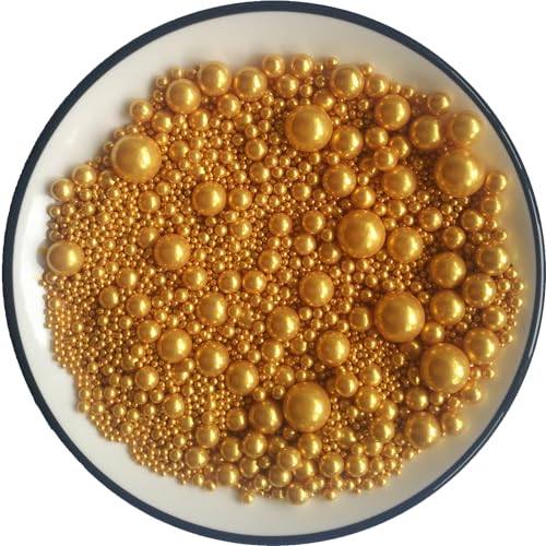 Edible Gold Pearls Sugar Sprinkles 120g/4.23 oz, Mix size Candy Pearl for Cake Decorating and Cupcake Toppers, Cookie Decorations Topping, Wedding Shower Party Valentines Halloween Christmas