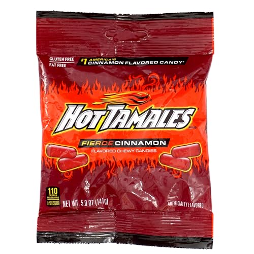 Hot Tamales Fierce Cinnamon Candy, 5oz Bag (Pack of 1) Cinnamon Candy, Gummy Candy, The Hampton Candy Company