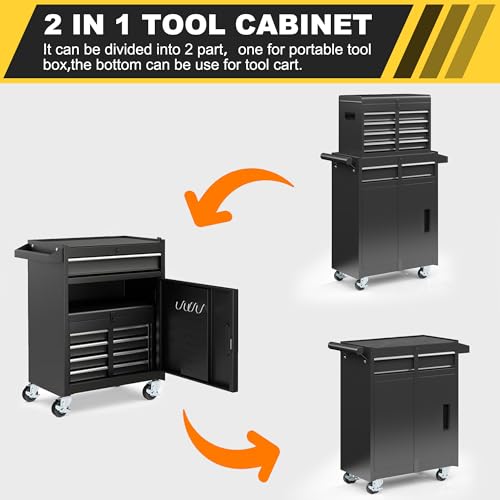VIWAT 5-Drawer Rolling Tool Chest - Detachable Top Box