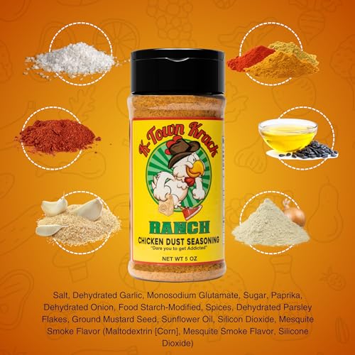 K-Town Krack - Ranch Chicken Dust Seasoning - Ranch Seasoning & BBQ Rub Seasoning for Chicken, Beef, Pork, Fish - All-Purpose Seasoning, Spice Rub, Ranch Seasoning Powder & Ranch Topping