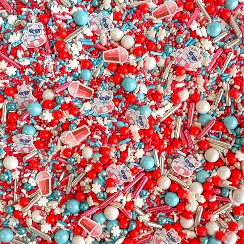 Summer Slushie Sprinkle Mix| Made In USA By Sprinkle Pop| Red Blue White Sprinkles with Silver Dragee| 4th Of July Memorial Independence Day Patriotic Sprinkles For Decorating Cake Cupcakes Donut, 2oz