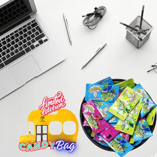 (PACK OF 2) WarheadsAssorted Sour Taffy Bars - Watermelon, Green Apple, Blue Raspberry Flavors - 12-ct Bag - Included One Think FWD Candy Zipbag (Sour Watermelon)