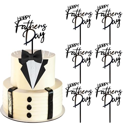 Rsstarxi 10 Pack Happy Father's Day Cupcake Toppers Acrylic Happy Father's Day Cake Toppers Happy Father's Day Party Decoratios for Best Daddy Father's Birthday Cake Decoratios Black