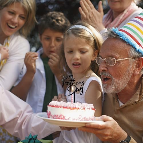 Rsstarxi 10 Pack Happy Father's Day Cupcake Toppers Acrylic Happy Father's Day Cake Toppers Happy Father's Day Party Decoratios for Best Daddy Father's Birthday Cake Decoratios Black