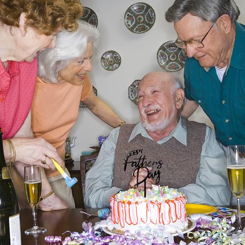 Rsstarxi 10 Pack Happy Father's Day Cupcake Toppers Acrylic Happy Father's Day Cake Toppers Happy Father's Day Party Decoratios for Best Daddy Father's Birthday Cake Decoratios Black