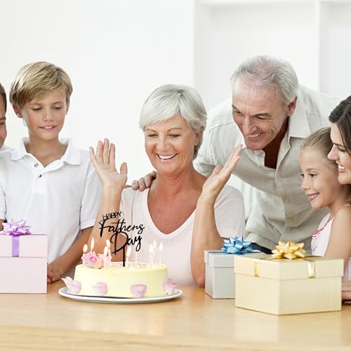 Rsstarxi 10 Pack Happy Father's Day Cupcake Toppers Acrylic Happy Father's Day Cake Toppers Happy Father's Day Party Decoratios for Best Daddy Father's Birthday Cake Decoratios Black