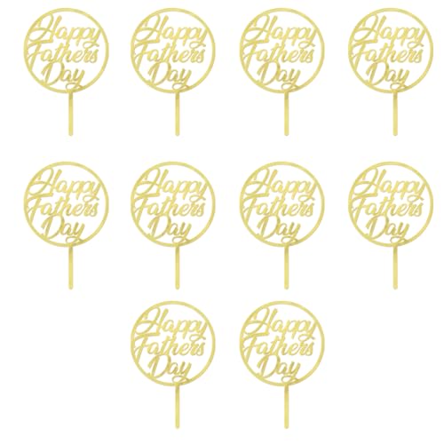 Bejotaa 10 Piececs Father's Day Cake Topper, Acrylic Happy Father's Day Party Decoration,Picks Cake Decoration for Birthday Father's Day Party Favors (Father's Day-1 10pcs)