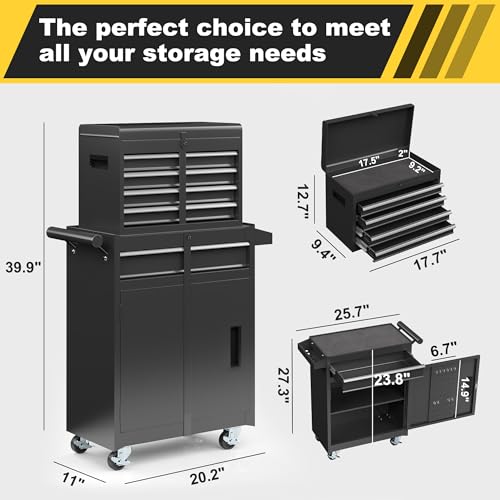VIWAT 5-Drawer Rolling Tool Chest - Detachable Top Box