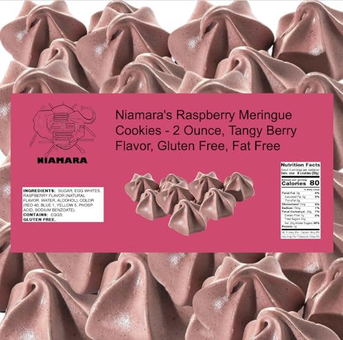 Niamara's Raspberry Meringue Cookies - 2 Ounce, Tangy Berry Flavor, Gluten Free, Fat Free