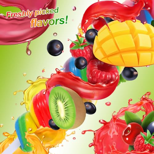 Big Size! 12 Pack Twisty Lollipop, Rainbow Twist Lollipops Individually Wrapped Bulk, Kid's Lollipops Candy for Birthday, Net 17g Mixed Fruit Flavor