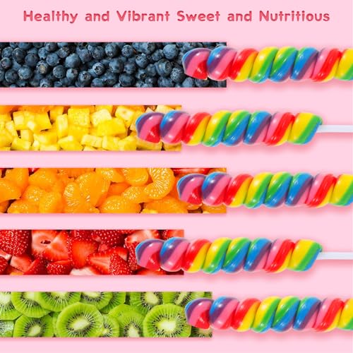 Big Size! 12 Pack Twisty Lollipop, Rainbow Twist Lollipops Individually Wrapped Bulk, Kid's Lollipops Candy for Birthday, Net 17g Mixed Fruit Flavor